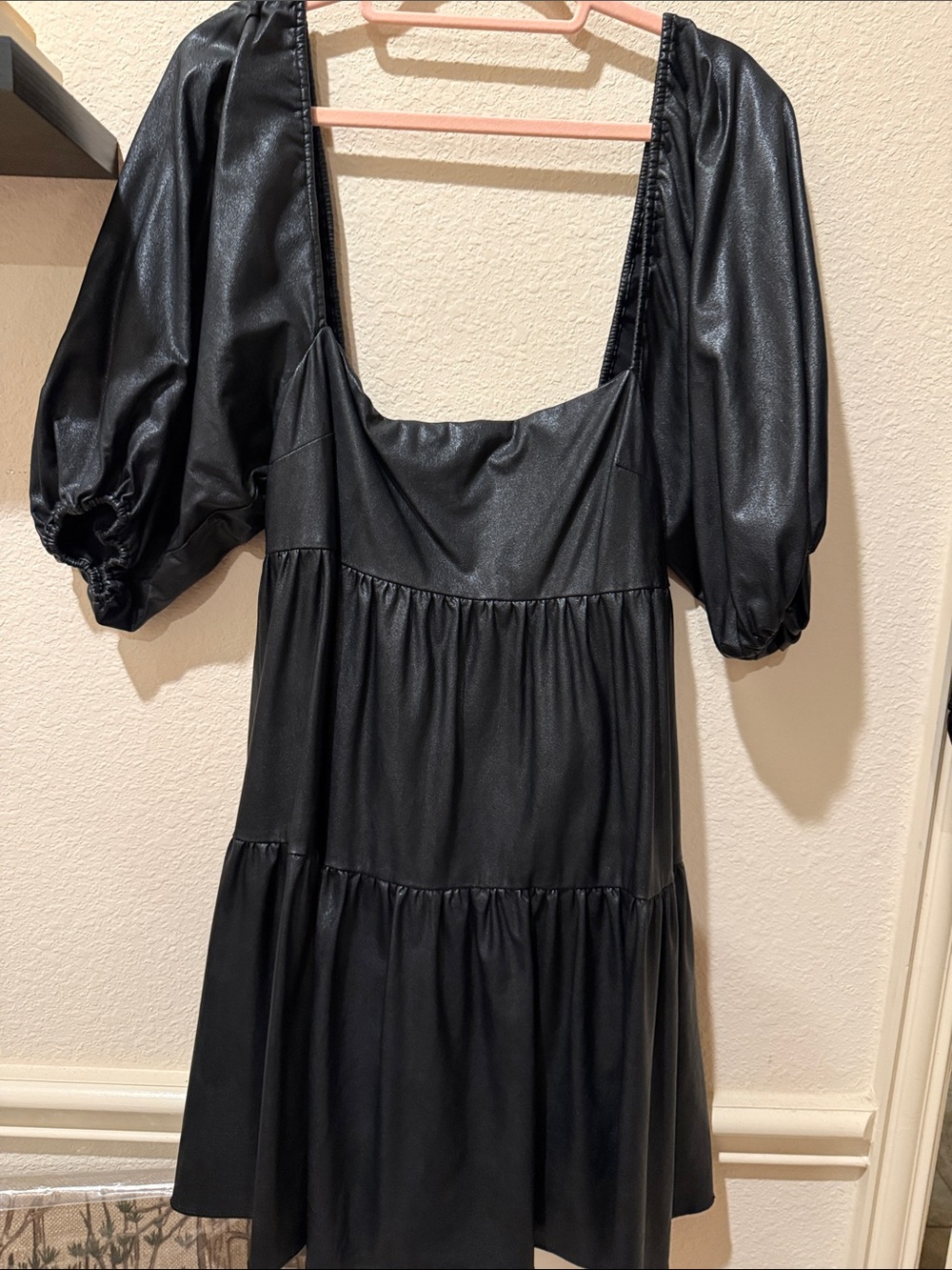 Amanda Uprichard Black Mini Dress with Puff Sleeves